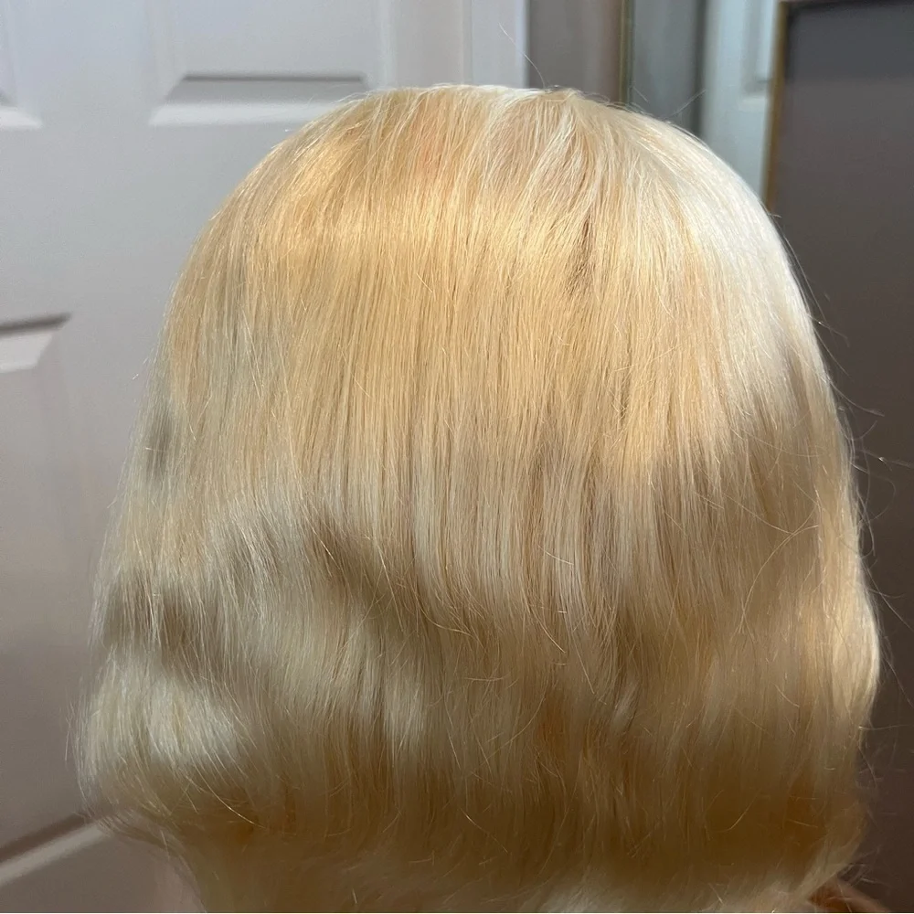 26” Bleach Blonde Body Wave 13x6 HD Lace Front Wig Human Hair 200% Density #CD1